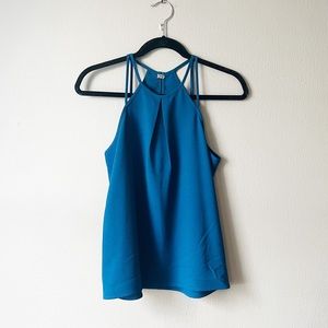 H&M blue double strap racerback pleated camisole
